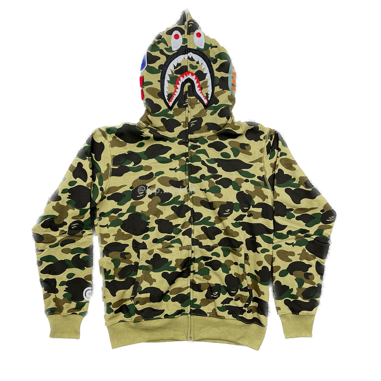 Bape Ladies 1st Camo Boa Shark Hoodie Green (1) - newkick.vip